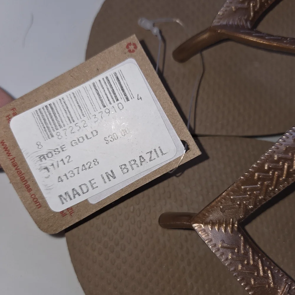 Havaianas Women's Metallic rose gold thong flip flops nwt Sandals 41-42 - Picture 5 of 6